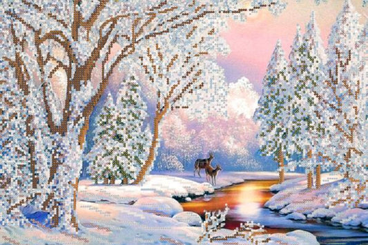 Bead Embroidery Kit Winter Landscape DIY Marichka