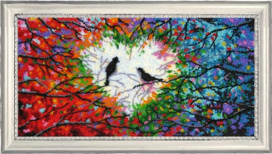 Bead embroidery kit Birds of Love DIY