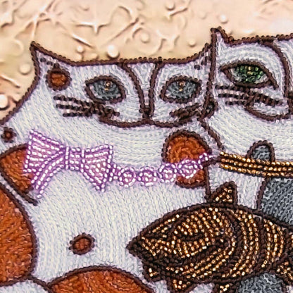 Bead embroidery kit Cats DIY
