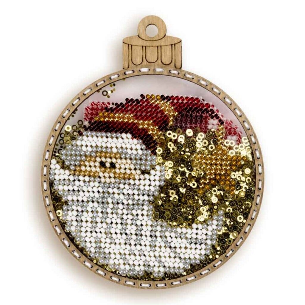 Bead Embroidery Kit on Plastic Santa DIY Christmas tree toy