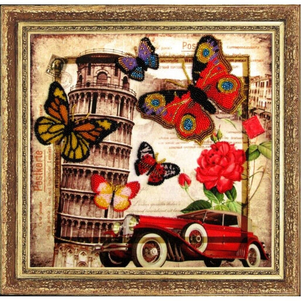 Bead Embroidery Kit Greetings from Italy DIY Bead needlepoint Beadwork