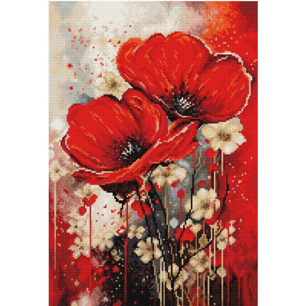 Counted Cross Stitch Kit Poppies Luca-S DIY Unprinted canvas