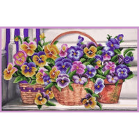 Bead Embroidery Kit Pansies Flowers DIY Beaded needlepoint Beaded stitching