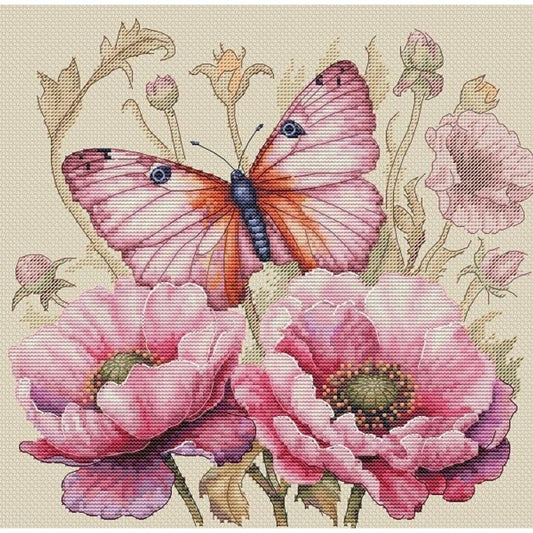 Counted Cross Stitch Kit Butterfly with flowers DIY Luca-S
