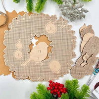 Bead Embroidery Kit on Wood Christmas Wreath DIY