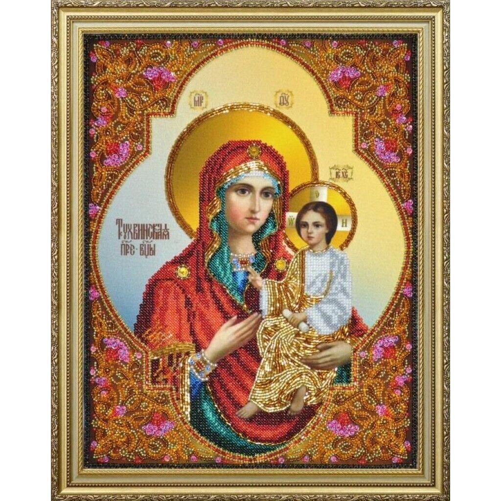 Bead Embroidery Kit Icon Virgin Mary Mother of God Beaded stitching DIY