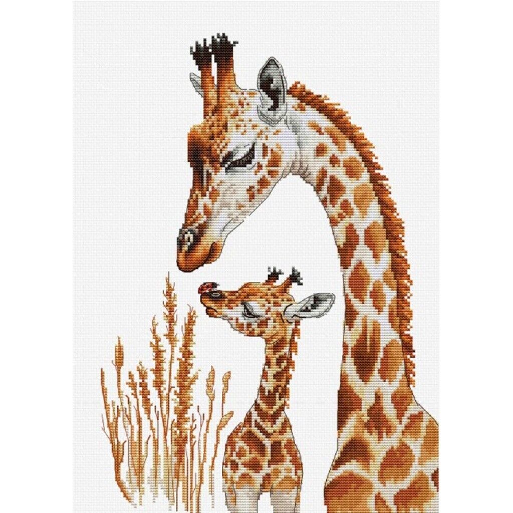 Counted Cross Stitch Kit Giraffes DIY Luca-S Unprinted canvas