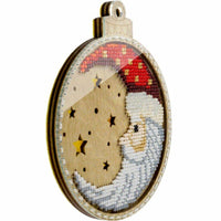 Bead Embroidery Kit on Wood Santa DIY Christmas tree toy