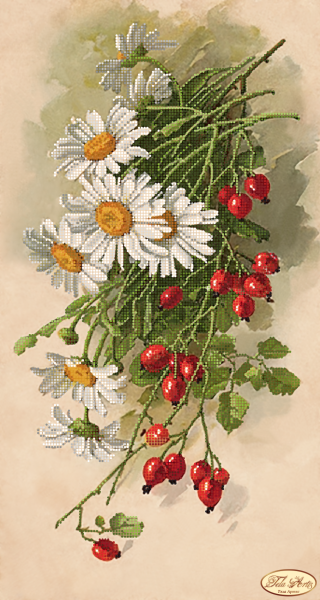 Bead Embroidery Kit Chamomile Flowers Beaded needlepoint Bead stitching Beadwork