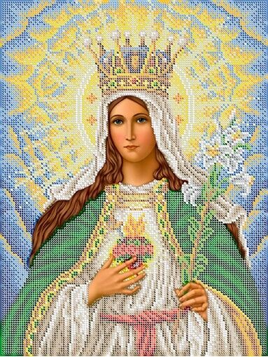 Bead Embroidery Kit Immaculate Heart of Mary DIY Bead needlepoint Beadwork