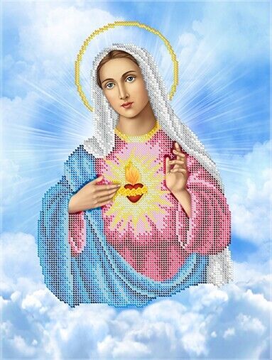 Bead Embroidery Kit Immaculate Heart of Mary DIY Bead needlepoint Beadwork