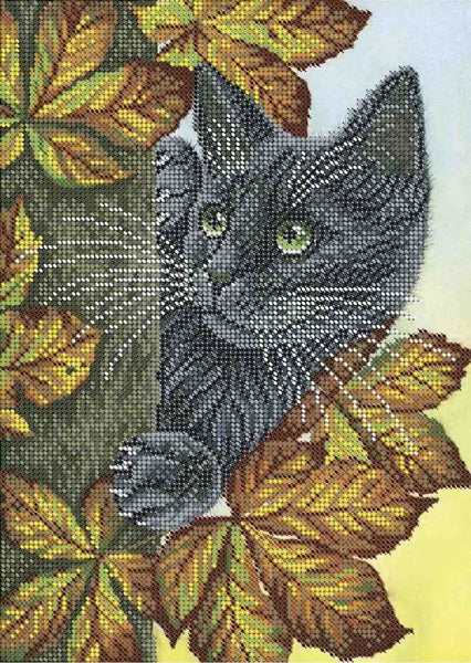 Bead Embroidery Kit Cat DIY Beaded needlepoint Beaded stitching