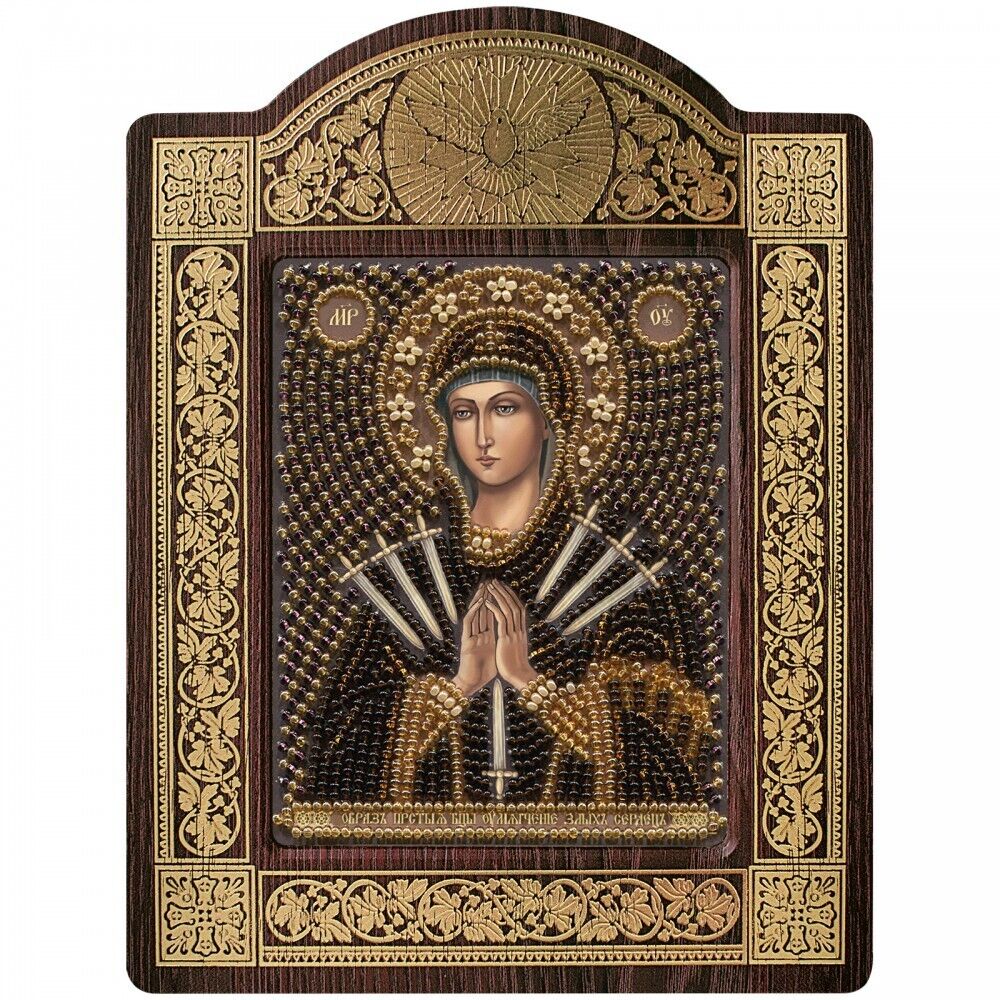 Bead Embroidery Kit Icon Virgin Mary Mother of God DIY Bead needlepoint Beadwork