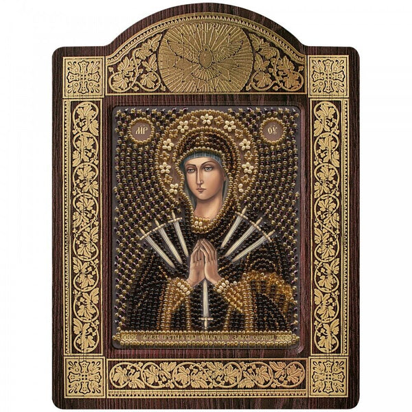 Bead Embroidery Kit Icon Virgin Mary Mother of God DIY Bead needlepoint Beadwork