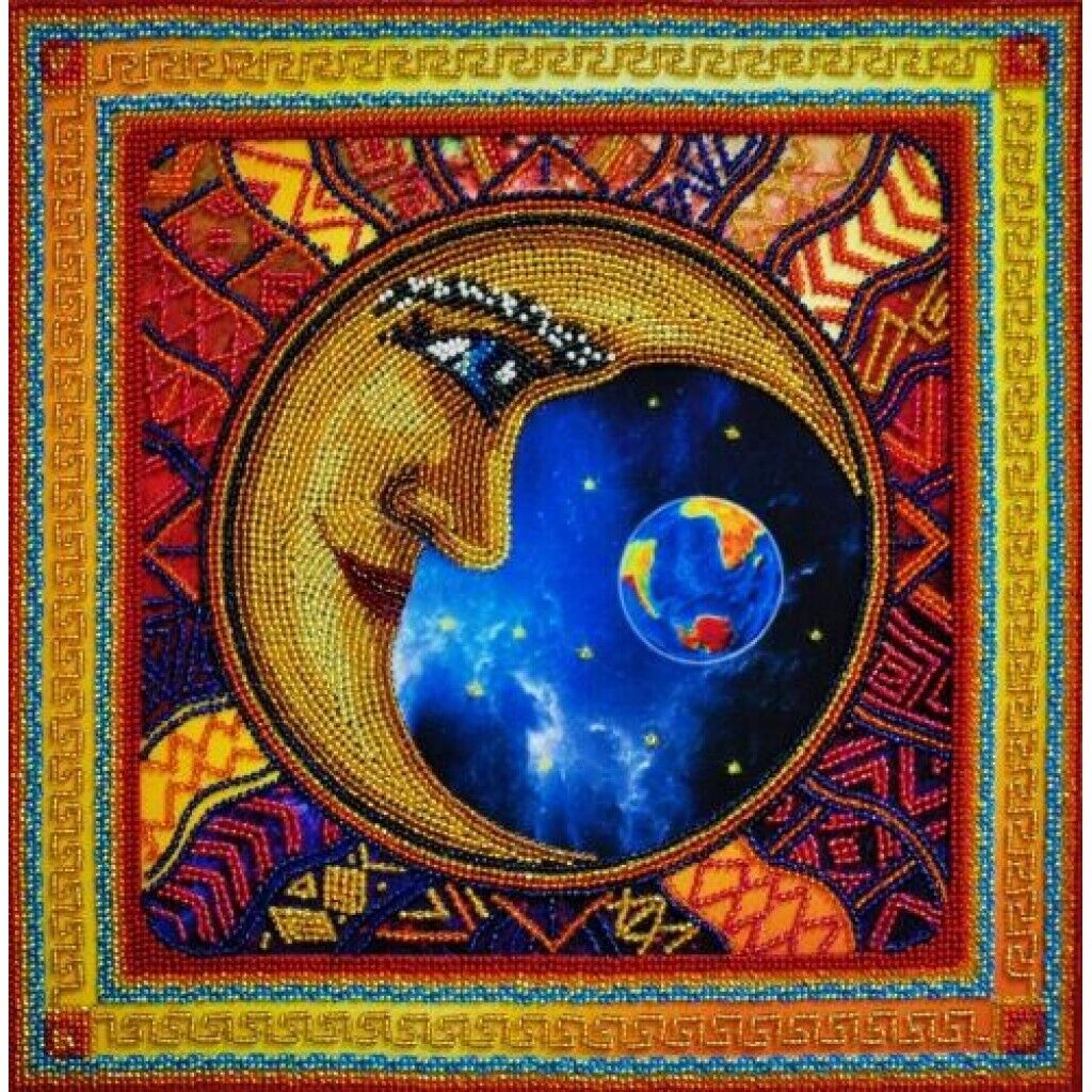 Beaded Embroidery Kit Rhythm of the moon DIY Beaded needlepoint Beaded stitching