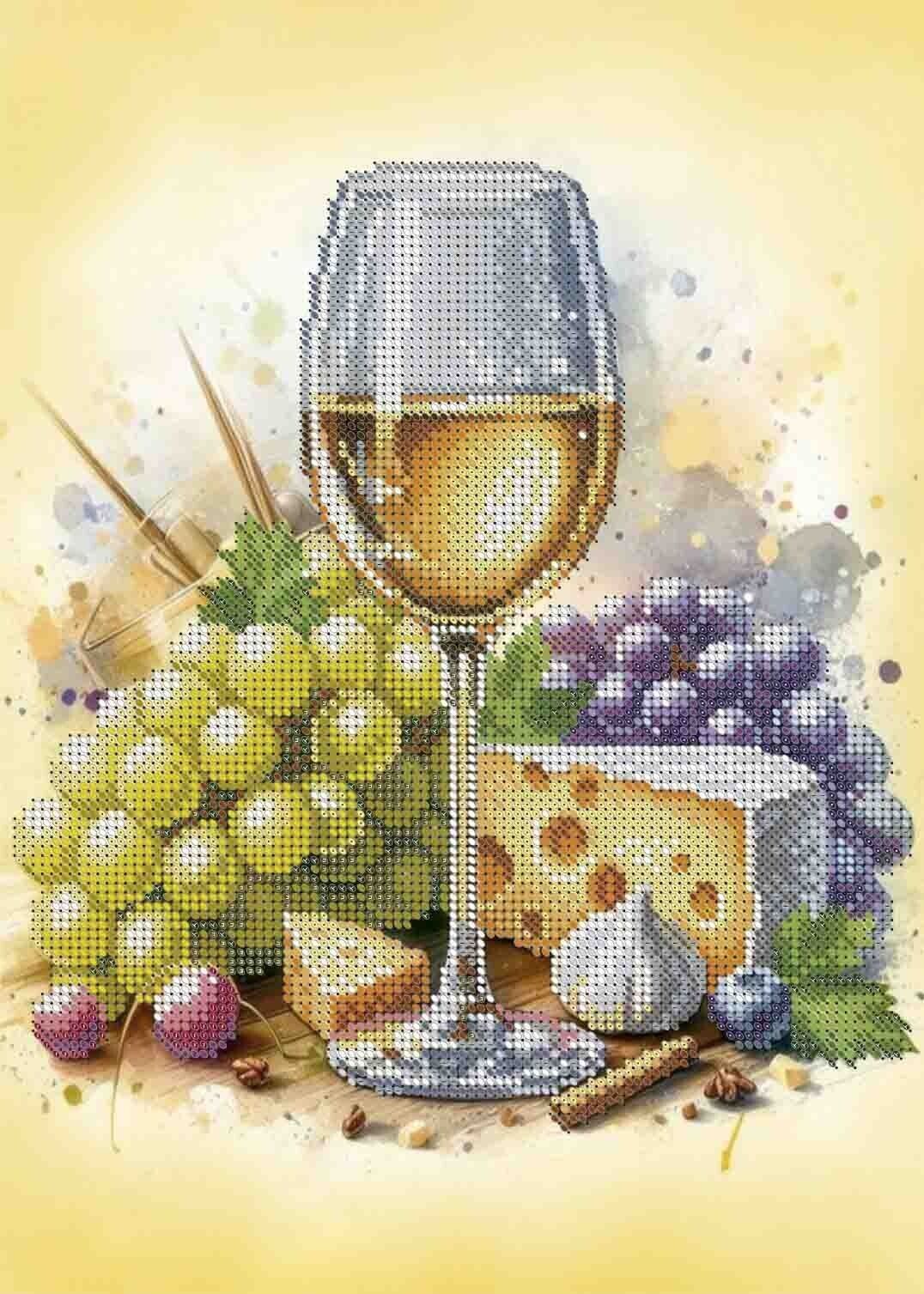 Bead Embroidery Kit Wine and grapes DIY Beaded needlepoint Beaded stitching