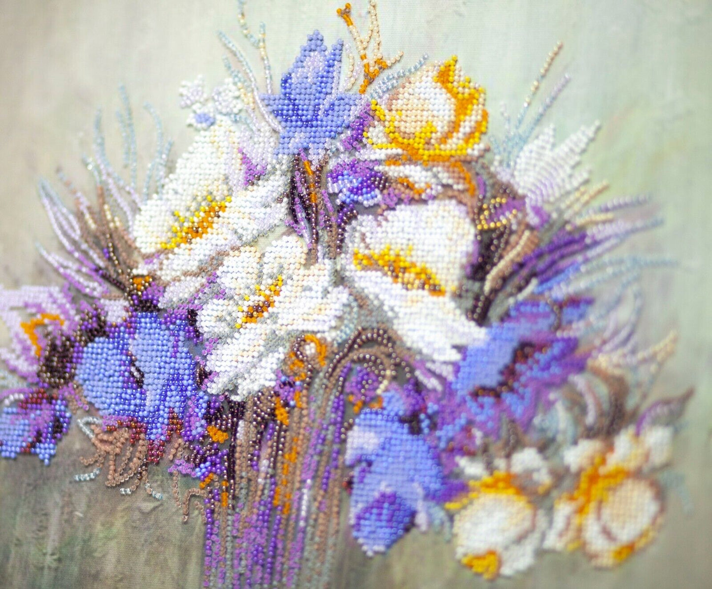 Bead Embroidery Kit Flowers Bead stitching Bead needlepoint DIY