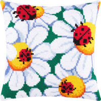 Cross stitch Pillow Cover DIY kit "Ladybugs" Needlepoint kit Printed canvas