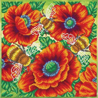 Bead Embroidery Kit Poppies Beaded needlepoint Bead stitching Beadwork DIY