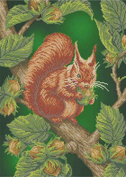 Bead Embroidery Kit Squirrel DIY Beaded needlepoint Beaded stitching