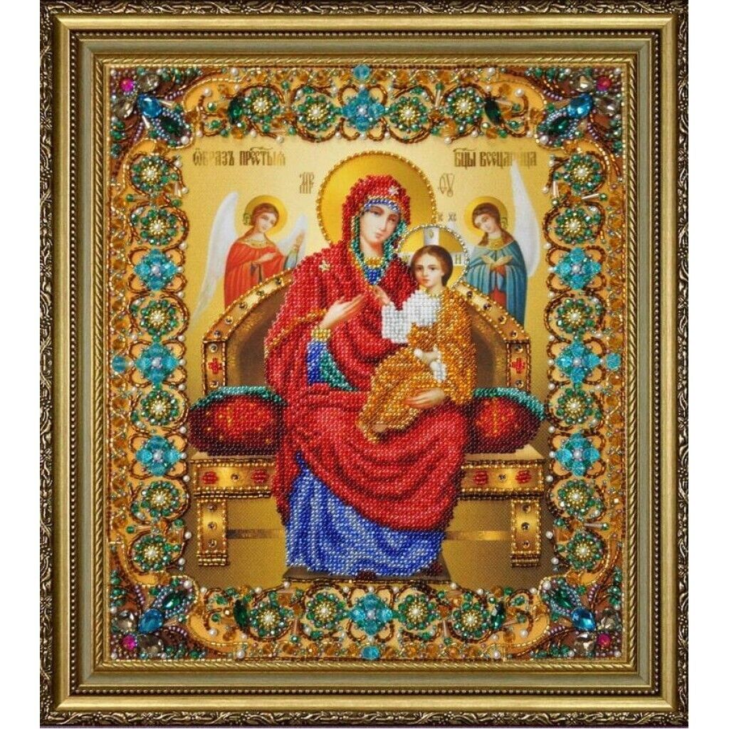 Bead Embroidery Kit Icon Virgin Mary Mother of God Beaded stitching DIY