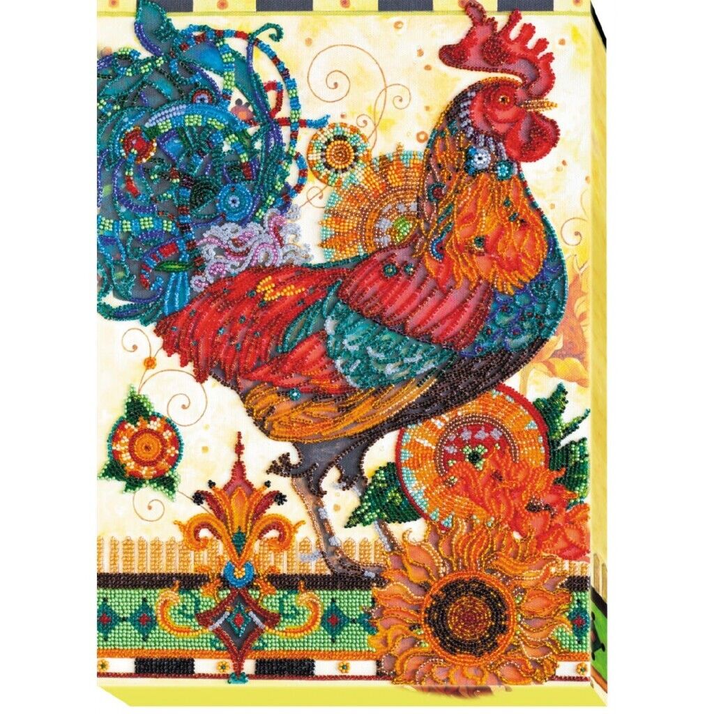 Bead Embroidery Kit Rooster Chicken Cockerel Bead stitching Bead needlepoint DIY