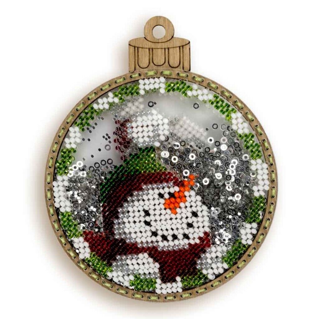 Bead Embroidery Kit on Plastic Snowman DIY Christmas tree toy