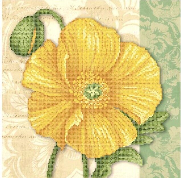 Bead Embroidery Kit Poppy Flowers DIY Bead needlepoint Bead stitching