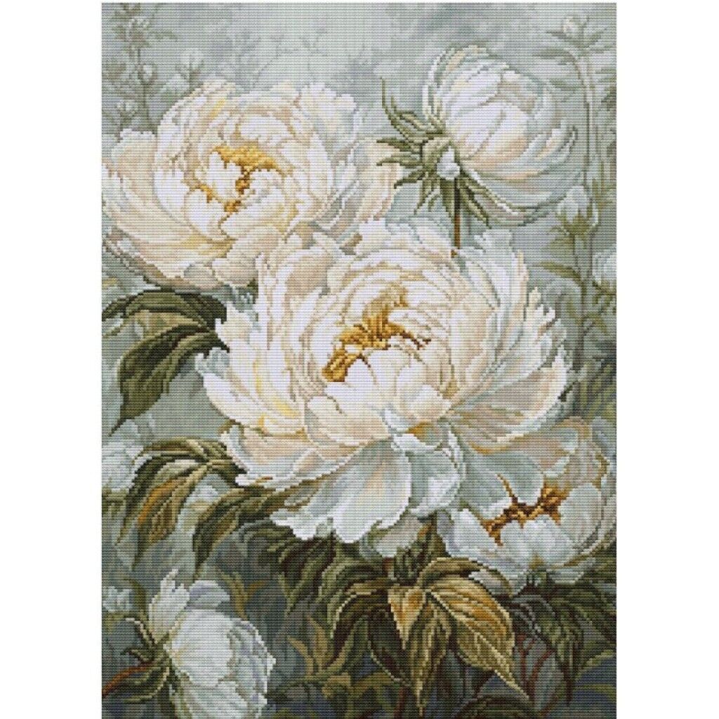 Counted Cross Stitch Kit Peonies Luca-S DIY Unprinted canvas