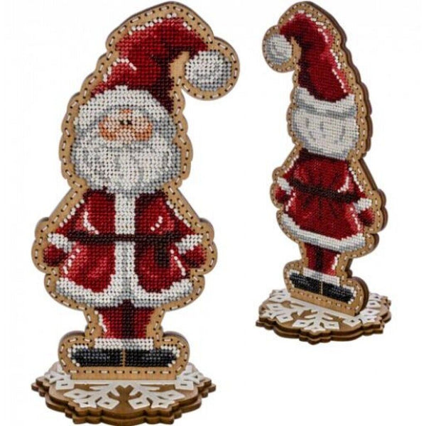 Bead Embroidery Kit on Wood Santa DIY Christmas tree toy