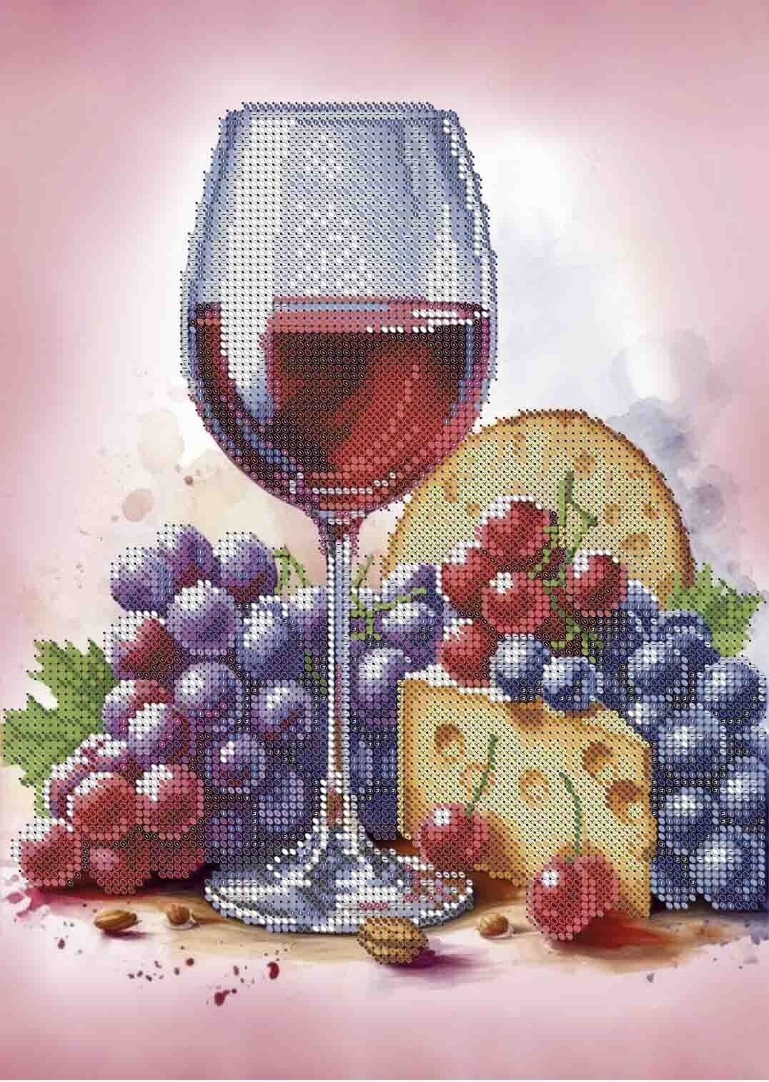 Bead Embroidery Kit Wine and grapes DIY Beaded needlepoint Beaded stitching