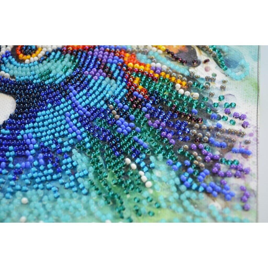 Bead Embroidery Kit Peacock Beaded stitching Bead needlepoint DIY