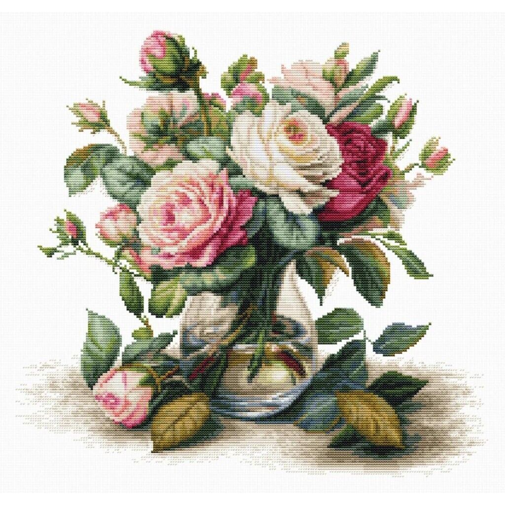 Counted Cross Stitch Kit Roses Flowers Luca-S DIY Unprinted canvas