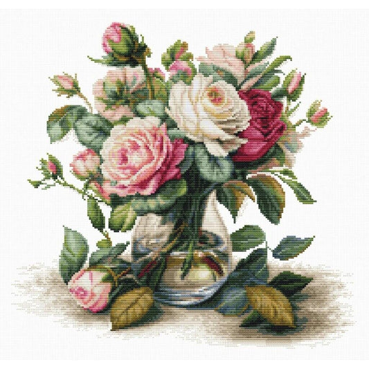 Counted Cross Stitch Kit Roses Flowers Luca-S DIY Unprinted canvas