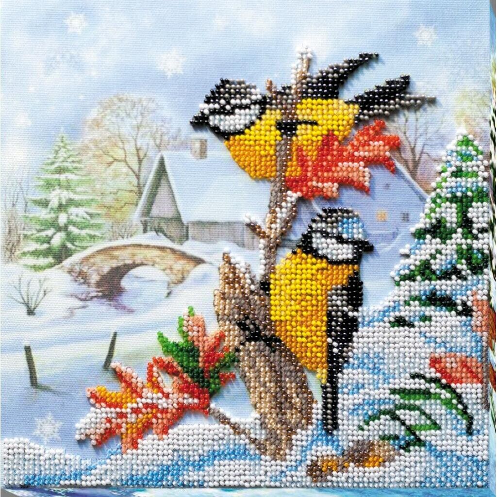 Bead Embroidery Kit Winter Birds Beaded stitching Bead needlepoint DIY