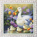 Counted Cross Stitch Kit Duck family DIY Unprinted canvas