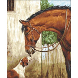 Gobelin kit Tapestry embroidery Kit Dog and Horse Luca-S DIY Unprinted canvas