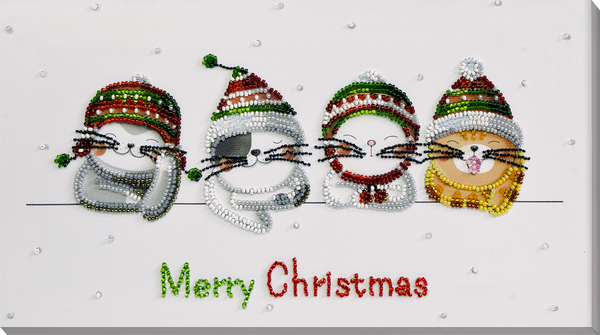 Bead Embroidery Kit Christmas cats Bead stitching Bead needlepoint DIY