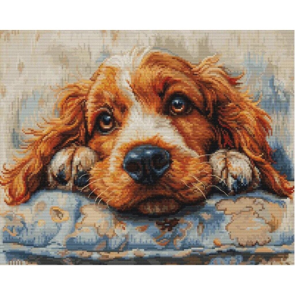 Counted Cross Stitch Kit Cocker spaniel Dog Luca-S DIY Unprinted canvas