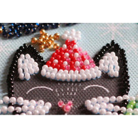 Bead Embroidery Kit Christmas cat Bead stitching Bead needlepoint DIY