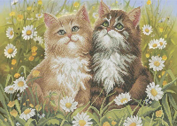 Bead Embroidery Kit Cats DIY Beaded needlepoint Beaded stitching