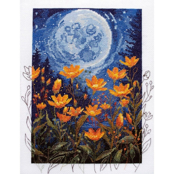 Counted Cross Stitch Kit Night flowers DIY Unprinted canvas