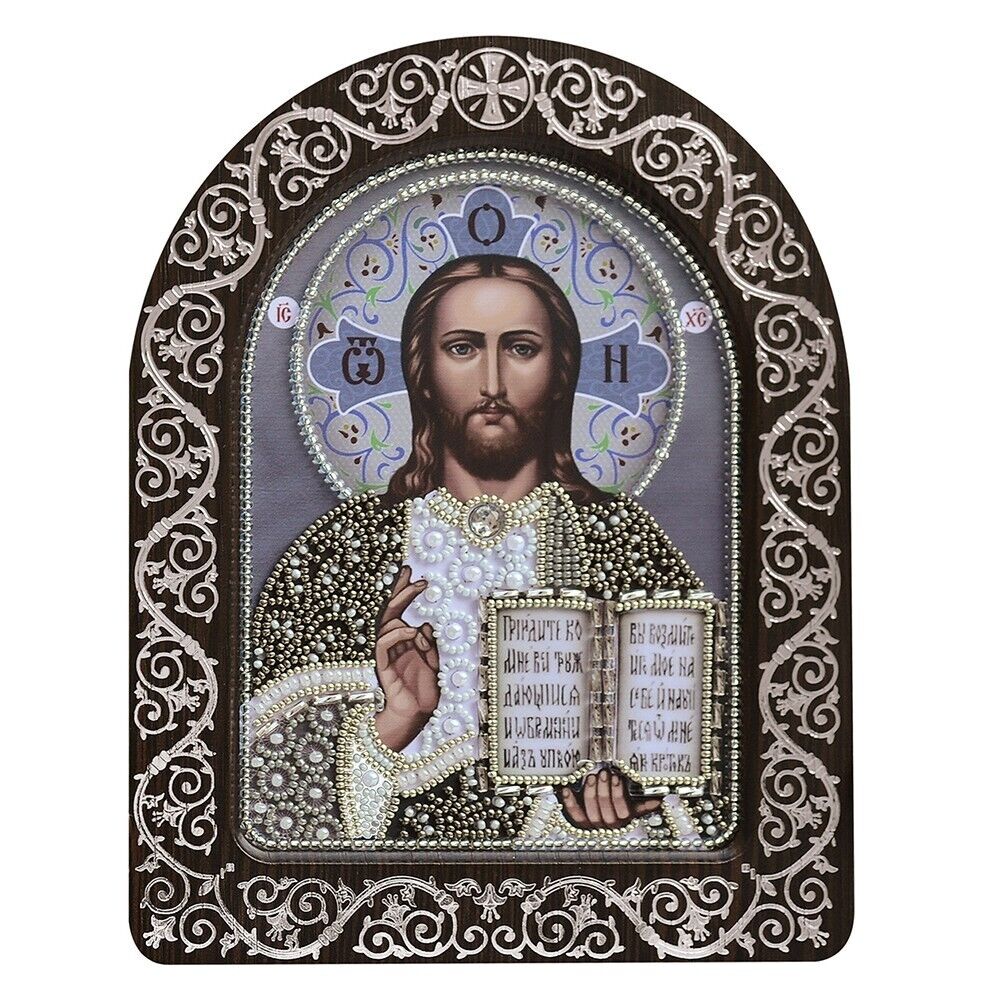 Bead Embroidery Kit Orthodox icon God Lord Jesus DIY Needlepoint kit