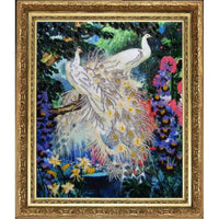 Bead Embroidery kit White peacocks Beaded needlepoint Bead stitching Beadwork