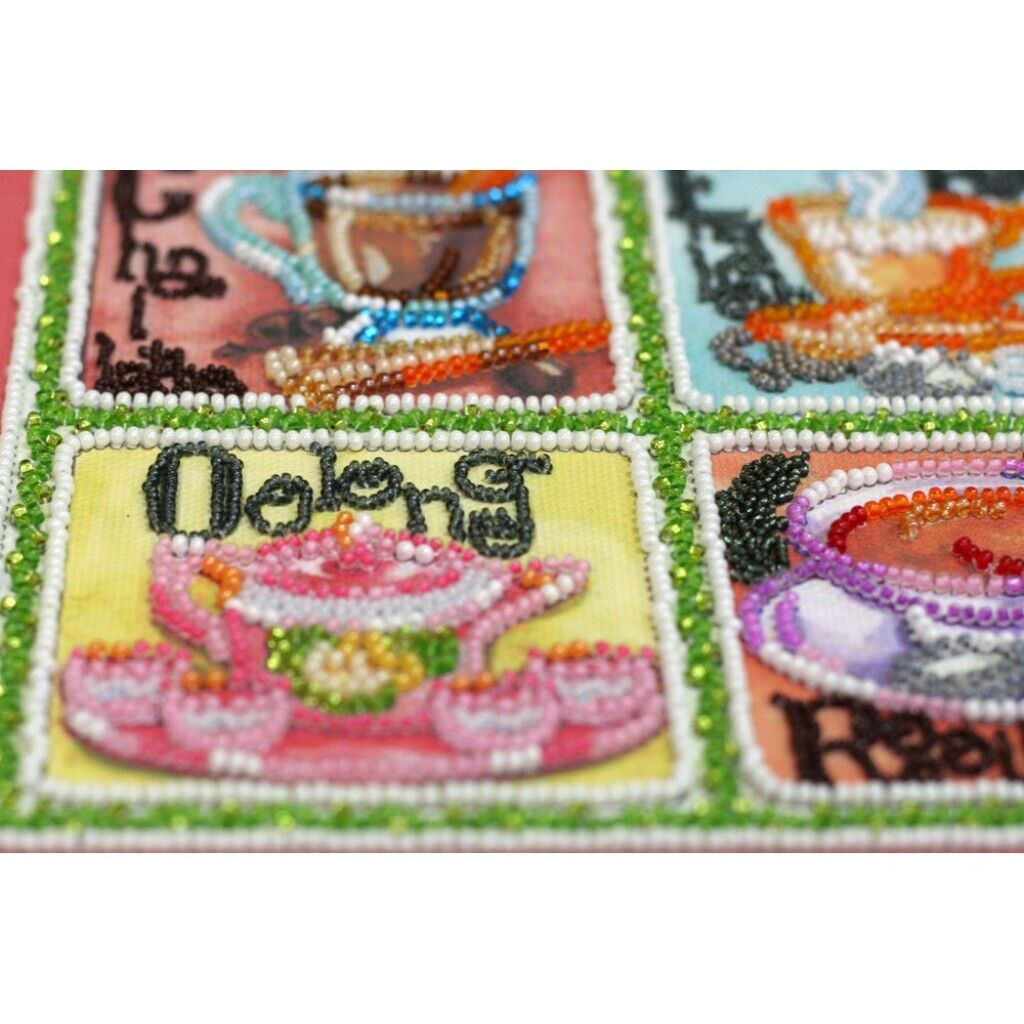 Bead Embroidery Kit Tea Beaded stitching Beadwork Bead needlepoint DIY