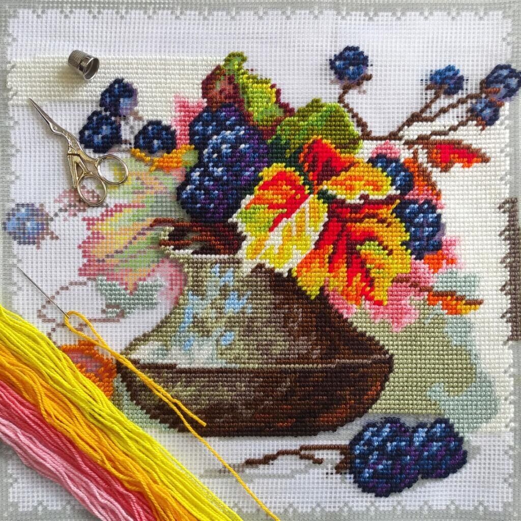 Tapestry Pillow Cover DIY kit "Autumn mood" Needlepoint kit Printed canvas