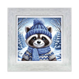 Bead Embroidery Kit Winter raccoon DIY Beaded needlepoint Beaded stitching