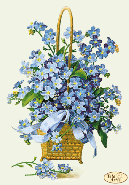 Bead Embroidery Kit Forget-me-nots Flowers Beaded needlepoint Bead stitching DIY