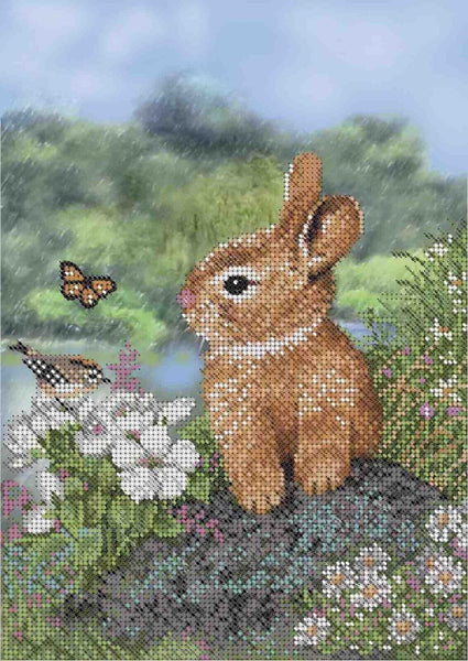 Bead Embroidery Kit Rabbit DIY Beaded needlepoint Beaded stitching