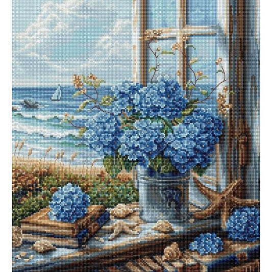 Counted Cross Stitch Kit Hydrangeas Flowers Luca-S DIY Unprinted canvas